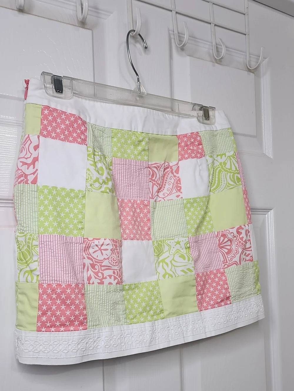 Vineyard Vines Womens Pastel Patchwork A Line Mini Skirt Pink Green Pattern